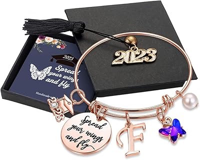 Gifts for graduation of secondary studies for women, engraved bracelet Inspiring with graduation bonnet 2021, charms bracelet, friendship gift for obtaining a diploma (rose gold f).. Shop with confidence at Nigeria's leading affordable e-commerce platform with reliable delivery services.