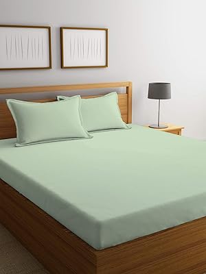 Cotton bedroom set with elastic edges and super soft pillowcase, Super King size, light green, 3-room, CH-843.. DIAYTAR NIGERIA: Where every search leads to affordable products delivered promptly across Nigeria.