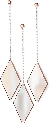 Umbra Dima mirror, set of 3, trio of decorative mirrors for wall decoration, apartment decoration/wall art, brass, 28.7 x 17.7 x 0.63 inches.. DIAYTAR NIGERIA brings the marketplace to your home with budget-friendly prices and nationwide delivery.