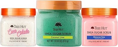 Body exfoliating with sugar tree Hut, 18 oz, varied package of 3 - Sweet corporal scrub with Coco Colada, coconut, lemon and Moroccan rose.. Experience budget-friendly shopping at DIAYTAR NIGERIA, Nigeria's premier online marketplace with quick delivery.