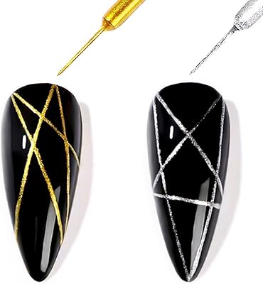 Nitakou Nail Art Set of Gel Painted Liner Silver And Gold Nail Color.. DIAYTAR NIGERIA connects you with thousands of products at competitive prices, delivered within a week.