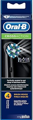 Oral-B Cross Action black toothbrush heads, package of 4 spare recharges for rechargeable electric toothbrush, black edition.. DIAYTAR NIGERIA: Where thousands of products meet affordable prices and reliable 5-8 day delivery.