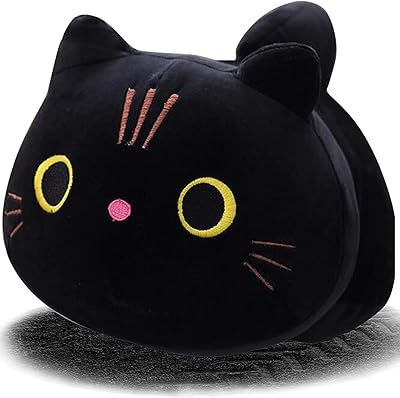 Black chat plush pillow, size 10 inches, cute kitten toys, Elekdon pillow to sleep and cuddle, soft pillow for girls, children and women, 1 room.. Everything you need is just a click away with DIAYTAR Nigeria — shop now and receive your order in days.