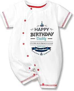 Happy Birthday Father Baby Baby Boys Girls Body Infantile Body Funny Letter Combination dress 0-24 months.. Shop smart with DIAYTAR NIGERIA, offering a vast product range delivered to your doorstep within a week.