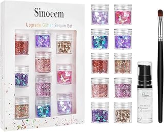 Sinoeem 10 reflective cosmetic glitter for the face, body and hair (includes a long -lasting fixing gel and a brush) Beauty makeup for festivals and parties (10 colors).. DIAYTAR NIGERIA delivers happiness in 5-8 days with our affordable and diverse product range.