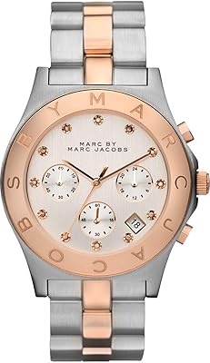 Chronograph watch Marc by Marc Jacobs for women, silver dial, stainless steel bracelet, analog display, Japanese quartz movement - MB3178, silver/gold.. Spend less, get more — that’s the DIAYTAR Nigeria promise.