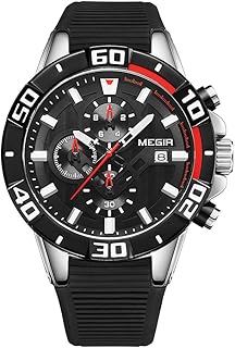 Megir Sports Watch for Quartz for Men, Luminous Chronograph, Water resistant 3atm, Display of minutes and seconds, fashionable analog silicone bracelet.. DIAYTAR Nigeria: Your one-stop online shop with unbeatable prices and nationwide delivery in under 8 days.
