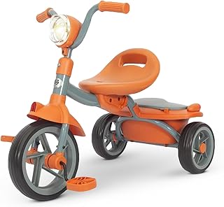 Tricycle Baybee Flyer for children, foldable tricycle for toddlers with rear and headlight support for 2 to 5 years, tricycle for boys and girls (orange).. DIAYTAR NIGERIA combines affordability with convenience, delivering your purchases within 5-8 days.