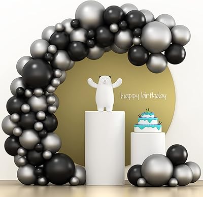 Set of 106 black and silver balloons of 55 "and 12" metal balloons for obtaining.. For everyday items and more, trust DIAYTAR Nigeria.