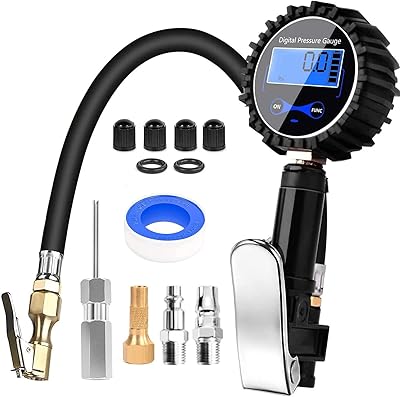 Car tire tire tire air inflator adapter, 200 psi, Robust air pressure gauge with rubber hose, fast connection coupler and compressor accessories, for car truck motorcycle bike.. Affordable online shopping is just a click away with DIAYTAR Nigeria.