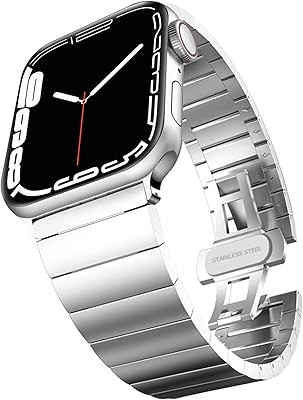 Infosun watch bracelet 42 mm 44 mm 45 mm 49 mm for Apple Watch stainless steel bracelet in metal, adjustable replacement bracelet, for iWatch Ultra Series 8/7/6/5/4/3/2/1 (silver).. Shop smarter, not harder with DIAYTAR NIGERIA - thousands of products at your fingertips with affordable delivery.