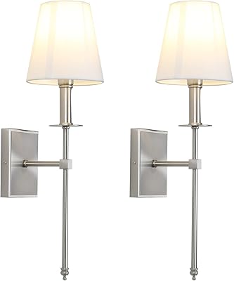 Set of 2 classic and rustic industrial wall lights Primo with white fabric lampshade and polished conical pole support.. Nigeria's fastest-growing e-commerce site offers unbeatable prices and delivery within 8 days.