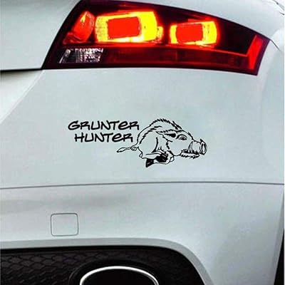 Funny vinyl bumper sticker of GRUNTER HUNTER 5 "X 14.5" boar hunting.. Discover the perfect shopping experience with DIAYTAR NIGERIA's vast selection and prompt delivery service.