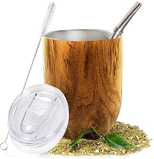 Mate cup set with modern 18/8 stainless steel design, including Bombilla (Yerba Mate straw), cleaning cover and double -walled dual -walled mate in 18/8 stainless steel, easy to clean (wood).. DIAYTAR NIGERIA: Empowering Nigerians with access to affordable products delivered within 8 days.