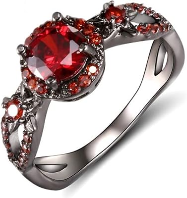 خاتم Lzz Fashion Lady Fire Opel Cz Red Red Red 10kt Or Black OR Filled Black Ring Gothic Cube Ring Wedding Jewelry Size 6-10.. DIAYTAR NIGERIA brings affordable products to every doorstep with our reliable 5-8 day shipping.