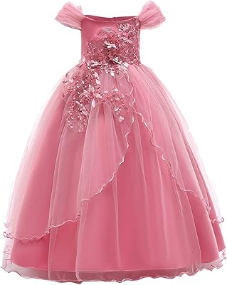 Floral embroidered tulle dress with bare shoulders for baby girl, for wedding, birthday, first communion, formal dance dress.. DIAYTAR NIGERIA transforms online retail with unbeatable prices and consistent delivery timeframes.