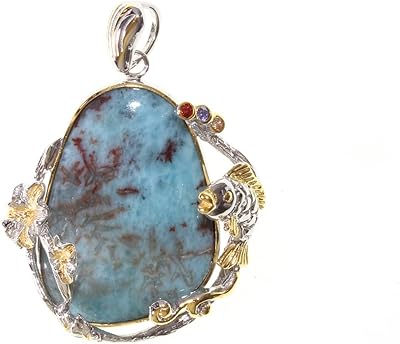 Larimar Sterling 925 Larimar necklace handmade, magnificent animal pendant with Larimar Pierre, Hawaiian commemorative necklace for women and men.. DIAYTAR NIGERIA: Where shopping is easy, prices are low, and delivery is just days away.