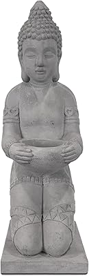 Statue of composite Buddha in cement 12.8 "in height, natural concrete table decoration for interior and exterior use.. DIAYTAR NIGERIA: Creating access to affordable products for every Nigerian with our swift delivery service.