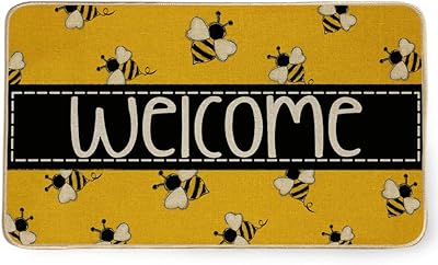 Geeory Summer Paillasson Bee Welcome Farm Decorative Entrance Carpet, Seasonal decoration for interior and exterior entrance - 17 x 29 inch GK046.. Shop smart, shop DIAYTAR - Nigeria's most affordable e-commerce platform with nationwide delivery.