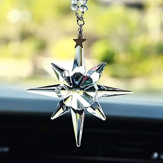 RFFSTGYU Cristal car mirror pendant of large shiny stars, car mirror pendant, Christmas gift (color: transparent).. Shop with confidence at DIAYTAR NIGERIA, Nigeria's premier affordable e-commerce platform.
