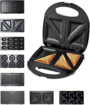 Sukani 800W sandwich machine, grill press press, 8 in 1 waffle iron with removable non-stick plates, fast and uniform heating, easy to clean, for breakfast and Christmas gift, black (8 in 1).. Your everyday shopping companion, DIAYTAR NIGERIA offers unbeatable value with nationwide delivery.