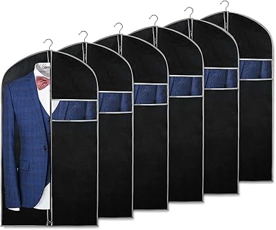 Thmin's lot of 6 hanging clothes bags 60 x 140, clothing storage cover with transparent window and identity card holder for dress, windbreaker.. Experience DIAYTAR NIGERIA, where extensive product variety meets pocket-friendly prices and reliable delivery.
