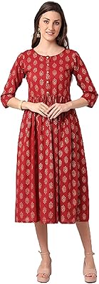 Western dress A cotton piece, trapeze cut, calf length/mid-long, western dress fully sewn for women and girls. Dress - 4.. DIAYTAR NIGERIA: Nigeria's answer to affordable online shopping with reliable 5-8 day delivery guarantee.