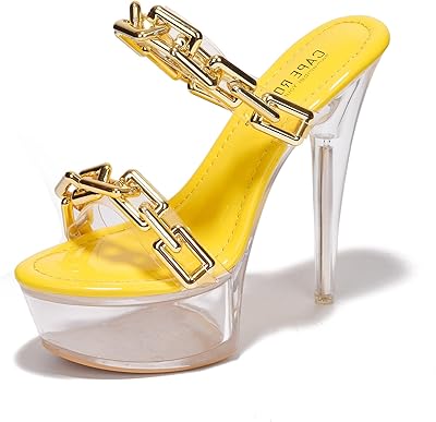 Transparent pumps with fine heeled heels for women, open -ended pumps with golden rings.. DIAYTAR NIGERIA: Making online shopping accessible with affordable prices and nationwide delivery service.