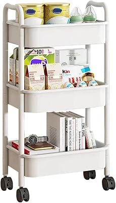 Plastic storage shelf with 3 levels with lockable casters.. DIAYTAR NIGERIA connects you with thousands of products at competitive prices, delivered within a week.