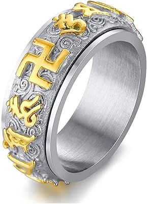 Ezsona Round Ring with stainless stainless steel cross for men, lucky ring with religious strip.. DIAYTAR NIGERIA: Where shopping meets satisfaction with affordable prices and prompt delivery services.