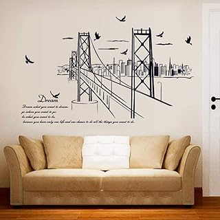 Wall sticker Silhouette Pont de San Francisco Study Salle Removable Salon Environmental Protection Wall Mural Decorative.. DIAYTAR NIGERIA: Your trusted e-commerce partner with extensive product choices and affordable delivery.