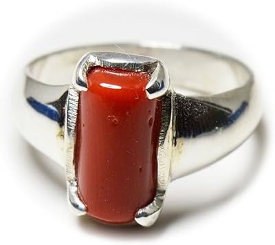 Ring in red coral with 4 carat stone, in sterling silver, handmade, size 4,5,6,7,8,9,10,11,13.. Discover shopping simplified with DIAYTAR NIGERIA's comprehensive platform and reliable 5-8 day shipping.