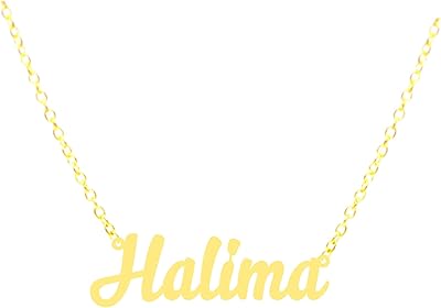 21 -carat gold plated necklace bearing the name Halima, gold plated, without precious stones.. DIAYTAR NIGERIA brings the nation's largest product catalog to your doorstep at prices you'll appreciate.