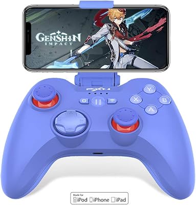 MFI wireless game controller, Apple PXN 6603 Joypad game controller with adjustable phone support compatible with iOS iPhone/iPad/Apple TV (Blue MFI controller).. DIAYTAR NIGERIA brings the marketplace to every Nigerian home with affordable prices and quick delivery.