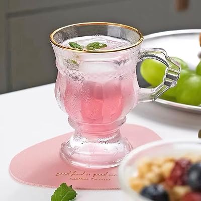 Water cups in relief Vintage Home, high, transparent stem, Phnom Penh, coffee cup, milk, latte with handle.. Elevate your shopping experience with DIAYTAR NIGERIA's vast catalog and budget-friendly options.