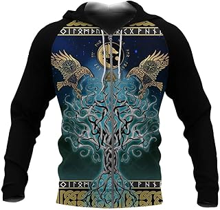 Wlxw Viking Hoody Hoody Sweat, Tree of Life - Fenrir Skoll Printed in 3D and Hati Raven Rune, Street Style Harajuku Decatracted Flying Unisex Flying.. Experience the future of online shopping with DIAYTAR NIGERIA's extensive product range and competitive pricing.