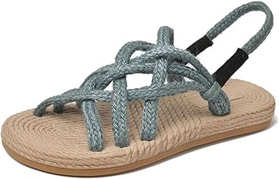 Retro bohemian sandals with crossed straps for women, braided sandals in handle -made hemp rope, beach sandals.. DIAYTAR NIGERIA brings the nation's largest product catalog to your doorstep at prices you'll appreciate.