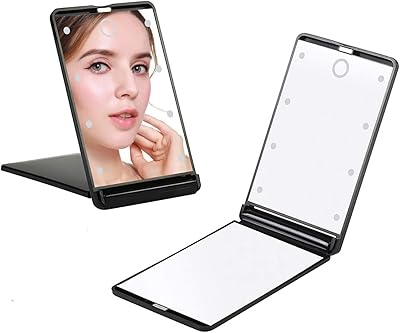 Travel mirror lit by LED Arabest Mini Foldable Mirror with magnification.. Experience shopping without compromise at DIAYTAR NIGERIA, with vast selection and quick delivery.