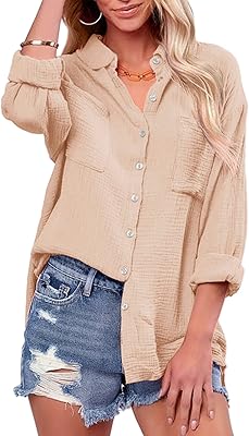 Sawdakden shirt for women with button on the front and v -neck, pleated long blouse, long sleeves, cotton cotton pockets and cotton pocket.. DIAYTAR NIGERIA makes every shopping desire a reality with affordable prices and delivery in 5-8 days.