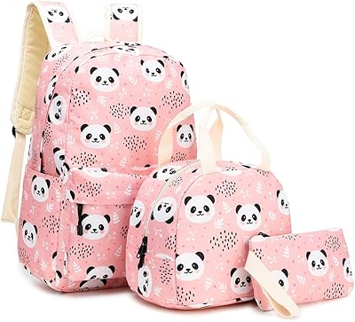 School of school bags for children 3 -piece with lunch bag and pencil kit for primary nursery school, panda, backpack for children.. DIAYTAR NIGERIA: Connecting every Nigerian with quality products at prices everyone can afford.