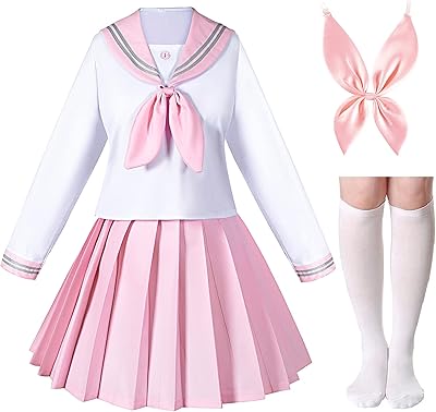 Japanese classic naval cosplay costume for girl Ellie Bailey with stockings and hair pins.. DIAYTAR NIGERIA: Your one-stop e-commerce destination with affordable prices and nationwide delivery in 5-8 days.