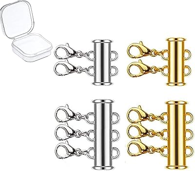 Castowave Lot of 4 sliding classes in 2 sizes for bunk necklaces - Low Magnetic Tube Clear connectors gold and silver plated for bracelets, jewelry, manual work, necklaces.. Get top brands at bottom prices, only on DIAYTAR Nigeria.