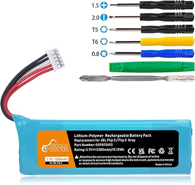 3200 mAh battery for portable bluetooth speaker jbl flip 3 JBLFLIP3GRAY LEGUCK TO JBL GSP872693, p763098 03.. Shop with purpose and save with DIAYTAR NIGERIA's extensive platform and nationwide delivery service.