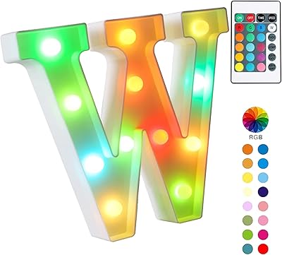 16 Marquise letters with changing colors with lights, light letters fed by battery, wall panels with remote control, light band, bedroom decoration for teenage girls - (letter W RVB).. DIAYTAR NIGERIA brings the joy of affordable shopping to your fingertips with delivery in less than 8 days.