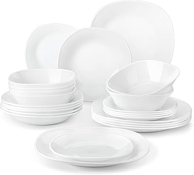 Opal Malakasa Opal Glass Table Service, White plates and bowls, 24 plates and service bowls with flat plates, dessert plates, soup bowls and cereal bowls, service for 6 people, Izmer series.. DIAYTAR NIGERIA makes online shopping accessible to all with budget-friendly prices and reliable delivery.