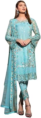 Long outfit embroidered in semi-hooded georgette with party style pants.. Experience DIAYTAR NIGERIA, where extensive product variety meets pocket-friendly prices and reliable delivery.