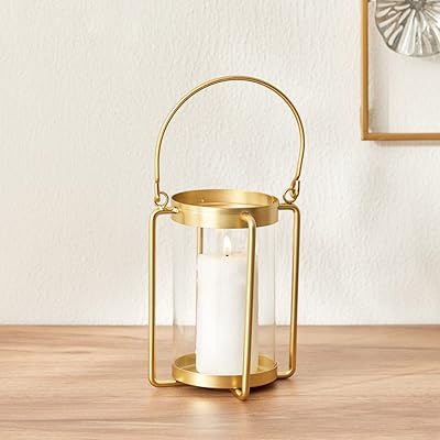 Lucy Home Box lantern, size 19.5 x 16 x 15.5 cm, gold/transparent.. DIAYTAR NIGERIA: Your partner in affordable online retail with reliable shipping across Nigeria.