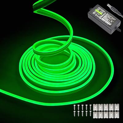 Green green neon light strip 16.4 feet/5 m, strip of flexible and waterproof neon LED 12 V for bedroom decoration and outdoor room [with AC adapter] (green).. DIAYTAR NIGERIA transforms dreams into deliveries with our affordable prices and 5-8 day shipping.