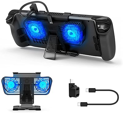 RGB cooling fan for Valve Steam Deck and Nintendo Switch OLED, Reception station for cooling fan with support and USB-C adapter, Steam Deck cooler powered by USB-C with adjustable speed and RVB blue lighting.. Shop across boundaries at DIAYTAR NIGERIA and enjoy budget-friendly nationwide delivery within the week.