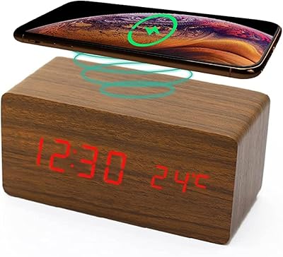 Digital Wooden Wooden VD with wireless load, LED display, adjustable brightness, volume control, 3 alarm groups, 12/24 hours, date and temperature display for bedroom, desk, house (brown).. Shop with ease at DIAYTAR NIGERIA and enjoy our extensive product range delivered at affordable rates.